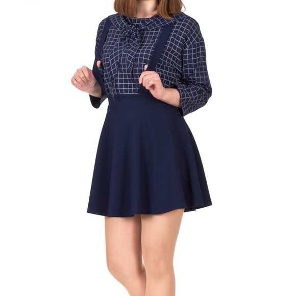 high waisted navy blue mini skirt